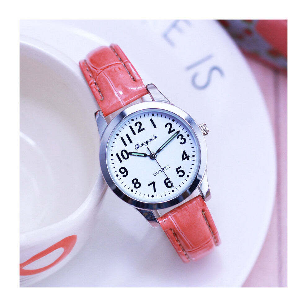 women ladies litchi grain leather quartz smal bracelet watches students girls luminous hand for exzam test