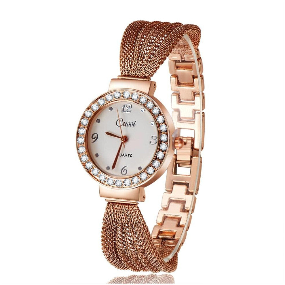Rhinestone Bracelet Watch Women Rose Mesh Women's Watches Steel Ladies Wristwatch Quartz Clock montre femme