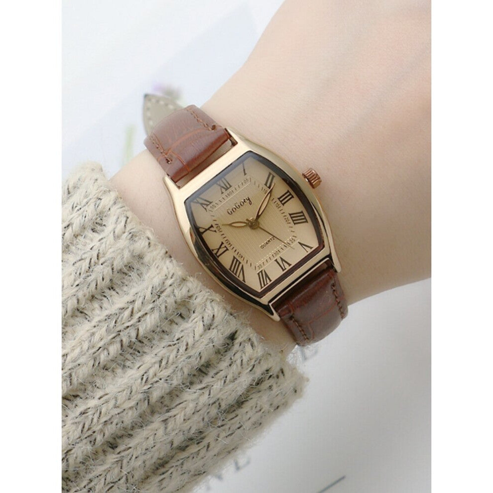 Retro Brown Women Watches Qualities Small Ladies Wristwatches Vintage Leather Bracelet Watch Female