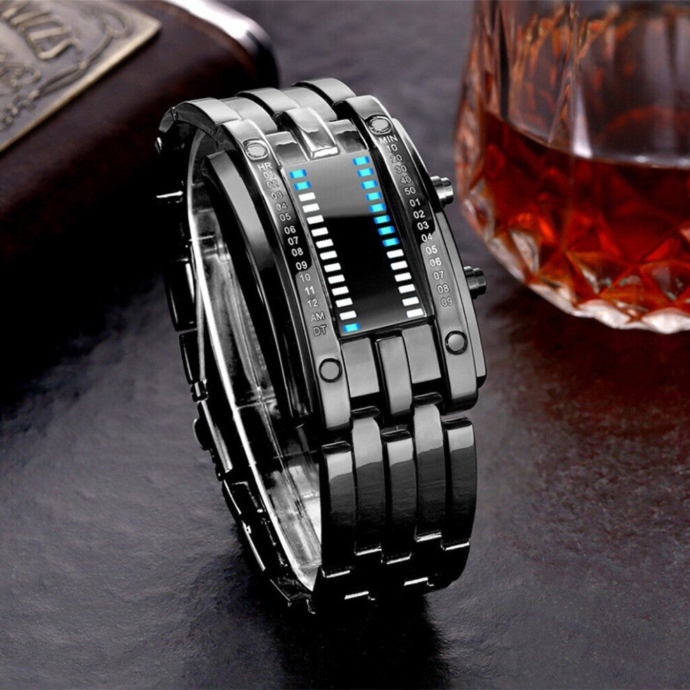 Sport Watches Couple Men Women Creative Stainless Steel LED Date Bracelet Watch Binary Wristwatch