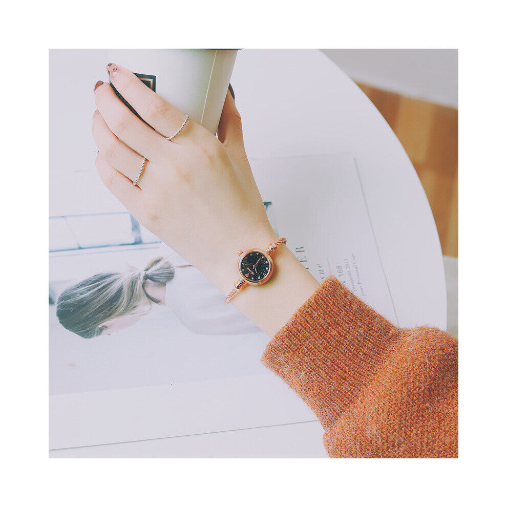 The Round Minimalist Women Ultra Thin Bracelet Watches Alloy Band Niche Starry Sky Quartz Watch Relogio Feminina