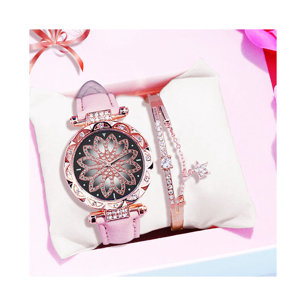 Women Watches Bracelet Set Starry Sky Ladies Bracelet Watch Casual Leather Quartz Watch Wristwatch Clock Relogio Feminino