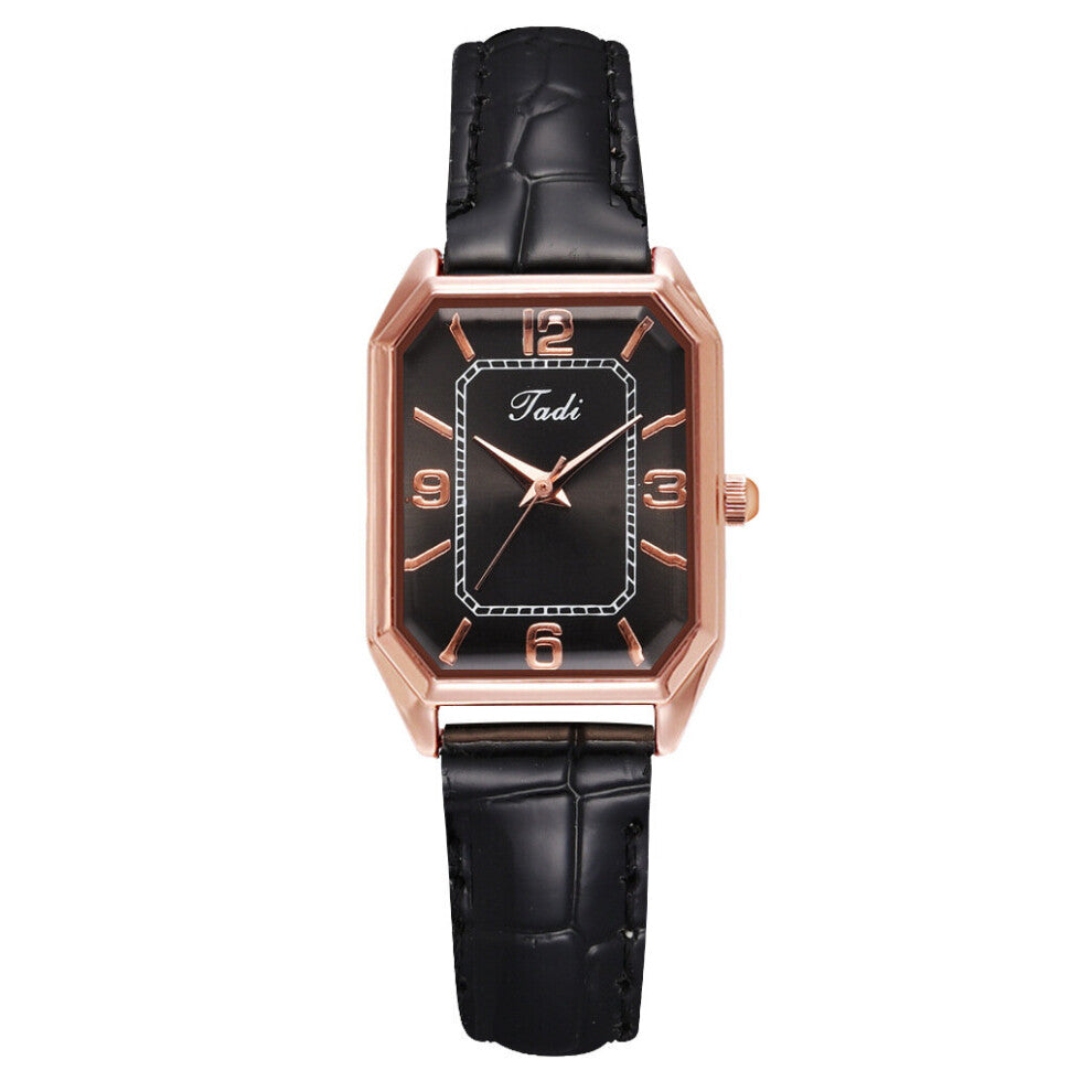 Polygon Leather Women Bracelet Watch Set 2Pcs Vintage Quartz Female Clock Casual Ladies Wrist Watches Sales Gift