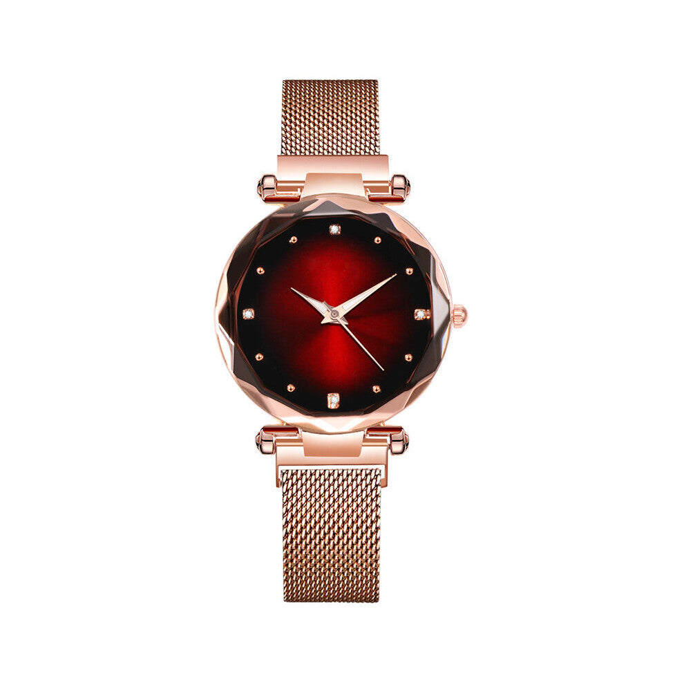 Rhinestone Women Watch Magnet Rose Ladies Wristwatch Women Watches Steel Women's Bracelet Watches