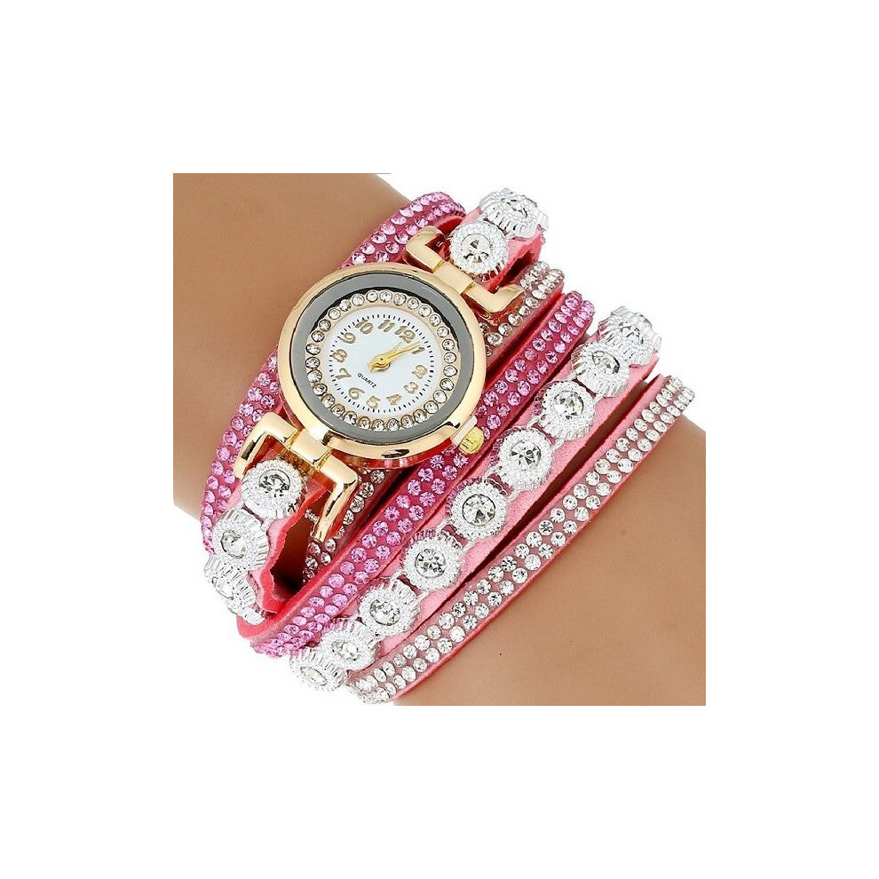 leather Pu Leather Bracelet Watch Women Rhinestone Wrist Watch Casual Quartz Watches Relogio Feminino A744