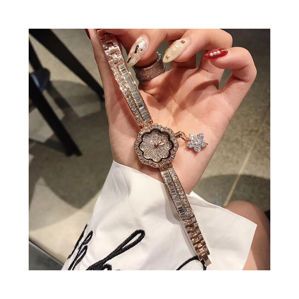 Ultra Thin Women Bracelet Watches Full Crystals Watch Rhinestone Flower Tassel Wrist watch Romantic Floral Case