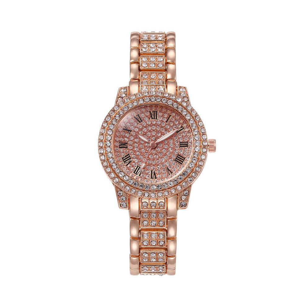 Bracelet Watches for Women Rose Watch Rome Female Full Rhinestone Steel Wristwatches Relogio Masculino