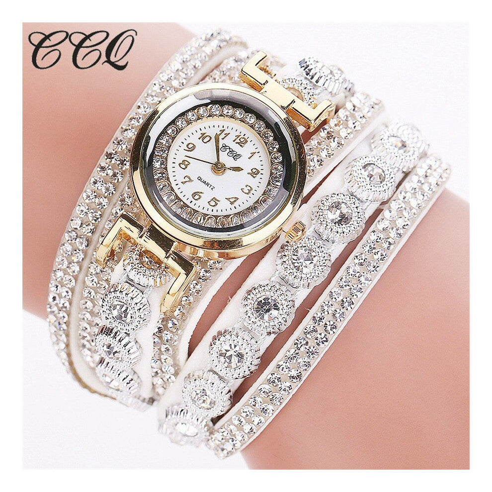 Women Circle Winding Bracelet Watch For Women Leather Quartz Dress Watches Ladies Wristwatches Relogios Feminino