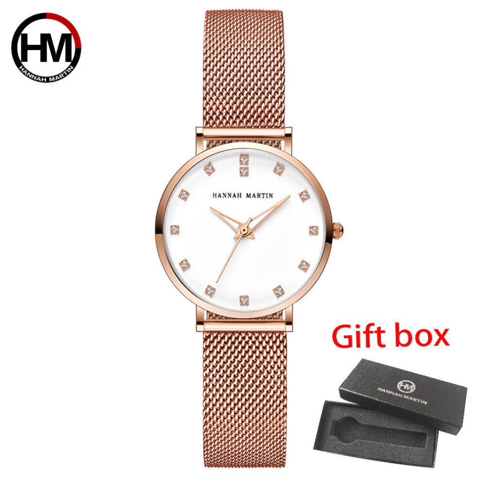 Bracelet Watches Women Stainless Steel Mesh Belt Watch Quartz Clock Ladies Wrist Watch MIYOTA 2035 Zegarek Damski