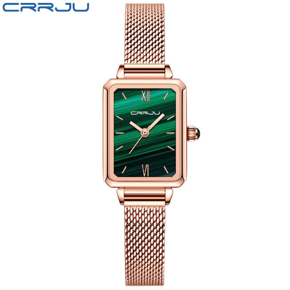 1 Set Bracelet & watch Stainless Steel Strap Green Malachite Japan Quartz Lady Full Steel Rose Women Watches