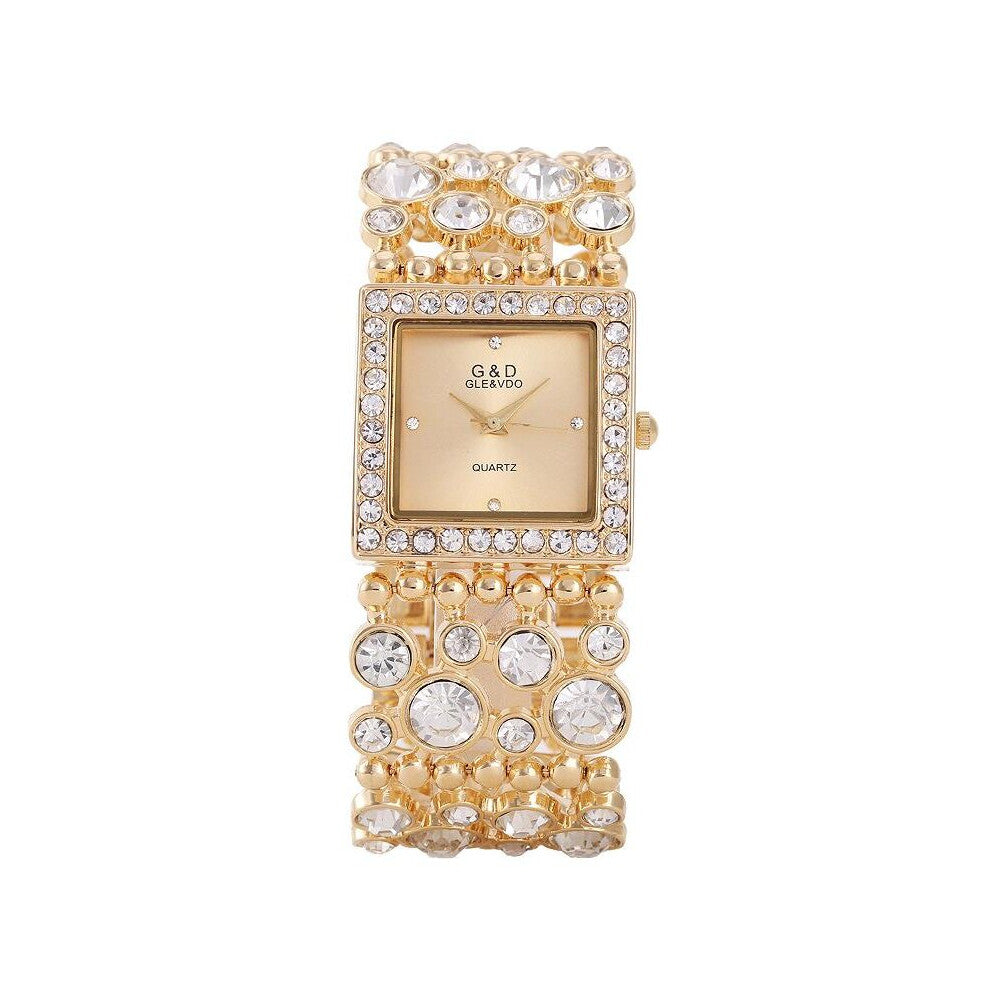 G&D Women's Bracelet Watches Rhinestone Jewelry Lady's Dress Watch Stainless Steel Band Relogio Feminino Clock