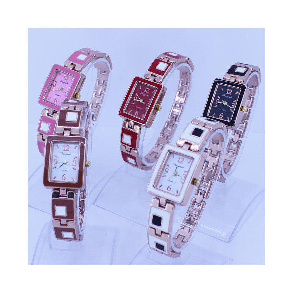 5pcs Mixed Bulk Square Rose Lady Women Watch watches Alloy Strap Quartz Dress Wristwatch bracelet watch