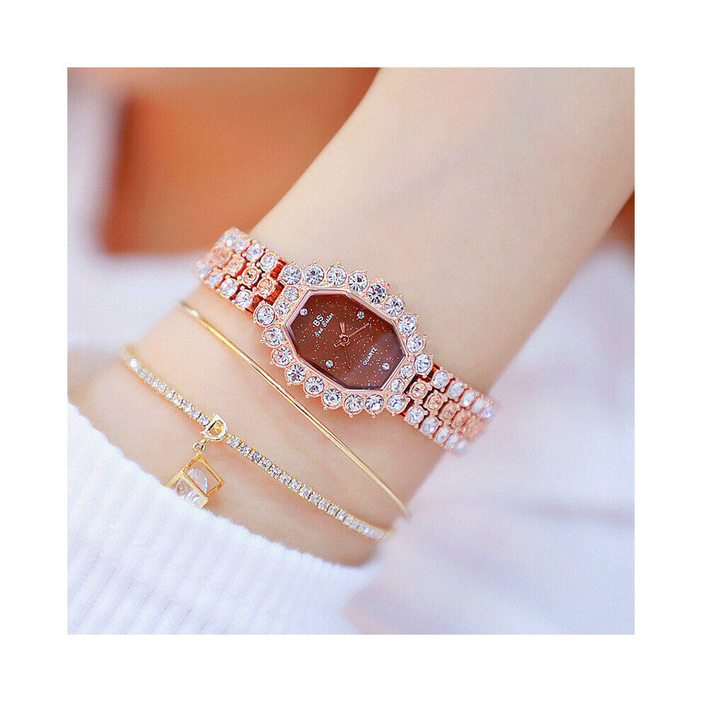 Watches Women Ladies Diamonds Small Bracelet Watch Green Stone Waterproof Montre