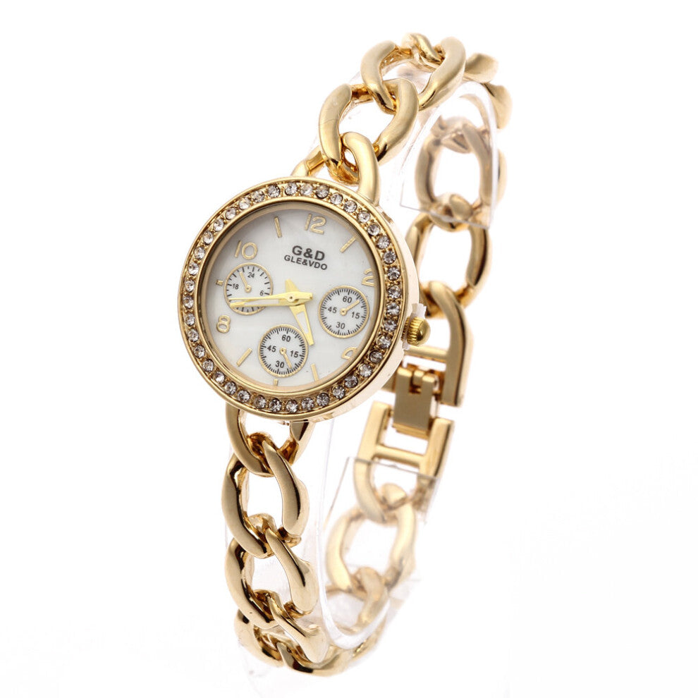 G&D Women Stainless Steel Band Rhinestone Bracelet Watch Women's Quartz Analog Wrist Watches