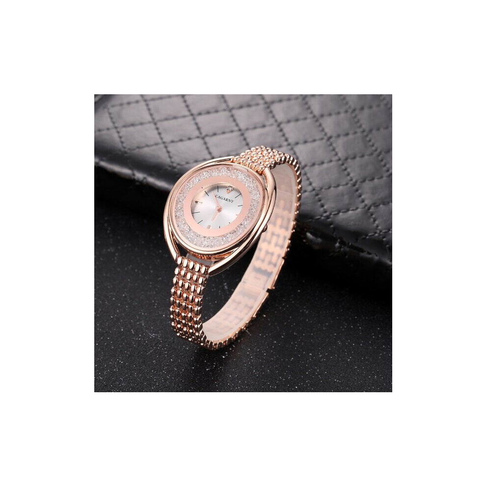 Cagarny Rose Watch Women Watches Ladies Creative Steel Women's Bracelet Watches Female Clock Relogio Feminino Crystal Dial