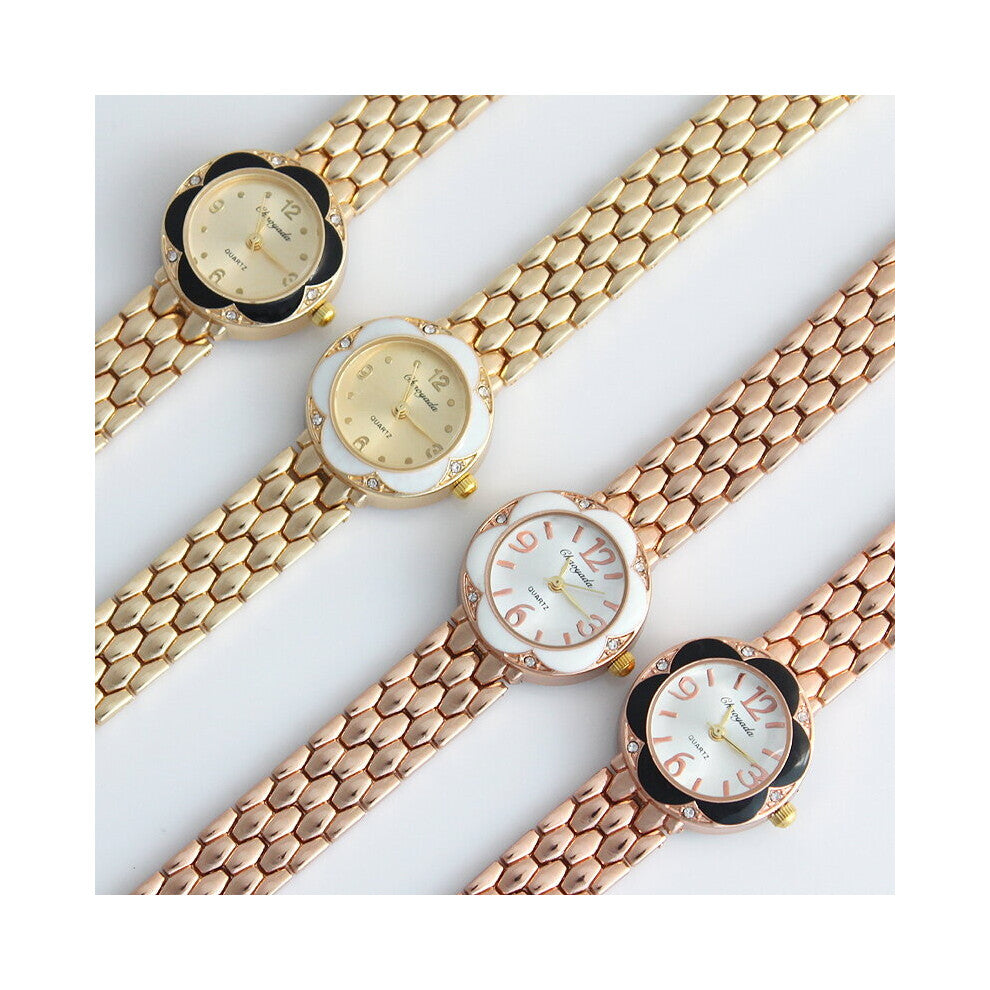 4pcs-Lot Rhinestone Casual Stainless Steel Waterproof Women's Quartz Wristwatches Bracelet Watches O88m4