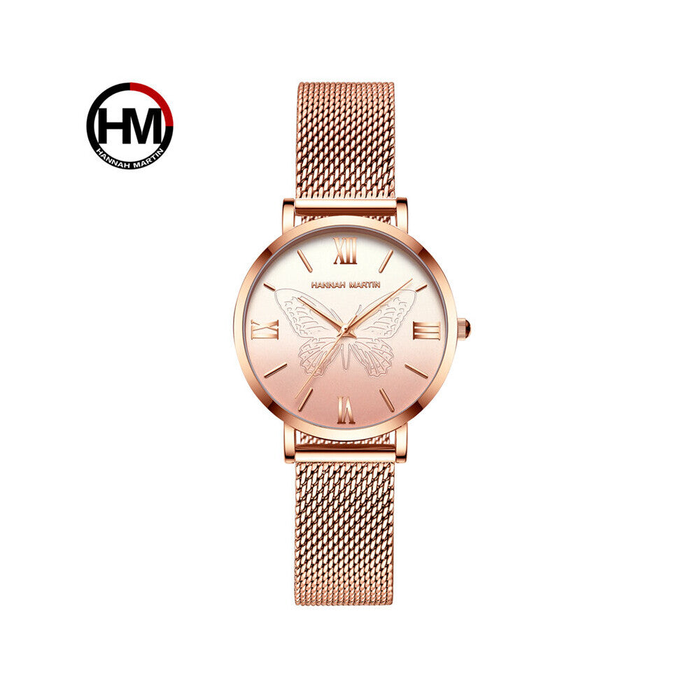 Quartz Women Watches Rose Steel Butterfly Watch Women Bracelet Watch Ladies Waterproof Female Watch