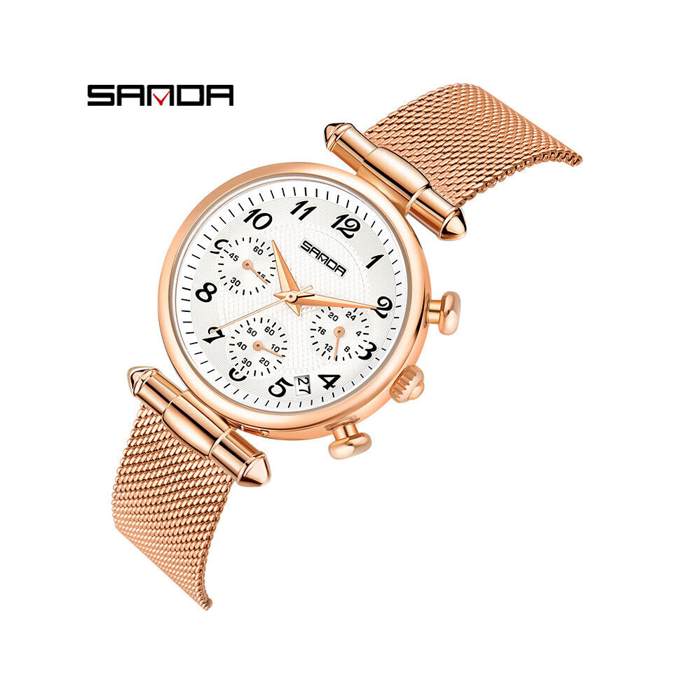 SANDA Womens Bracelet Watches Waterproof Watch Ladies Stainless Steel Ultra-Thin Casual Wrist Watch Quartz Clock