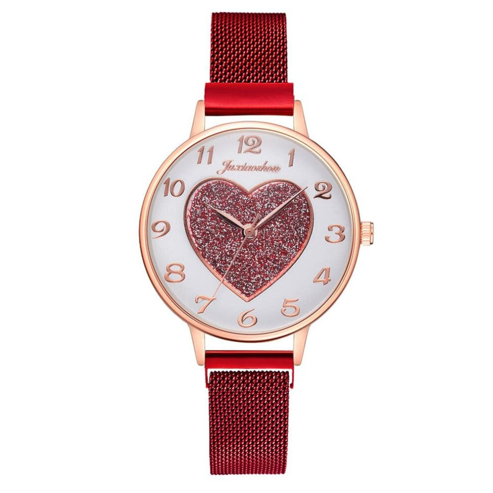 Heart-Shaped Women Watch Magnet Quartz Ladies Wristwatch Bracelet Watches Clock Gift