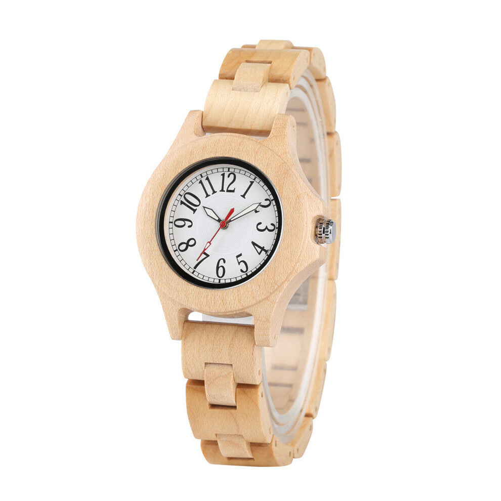 Full Bamboo Women's Bracelet Watches Nature Wooden Wristwatch Ladies Timepieces Casual Arabic Numerals Dial Clock