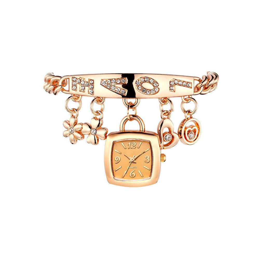 Casual Ladies Bracelet Watch Digital WomenStainless Steel Band Set Watch Student Quartz Watch for Gift