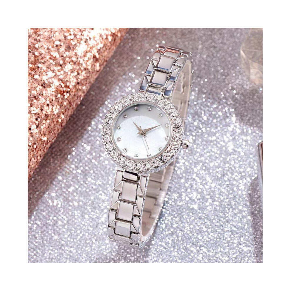 Women Bracelet Watches Steel beltbelt Rhinestone Quartz Wrist Watch Set Watch for Women Crystal Dress Watches