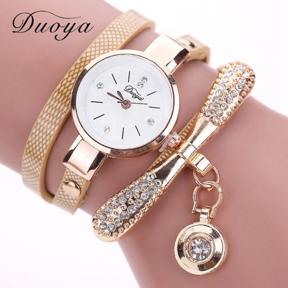 Duoya Bracelet Watches For Women Crystal Quartz Wristwatch Clock Ladies Vintage Watch