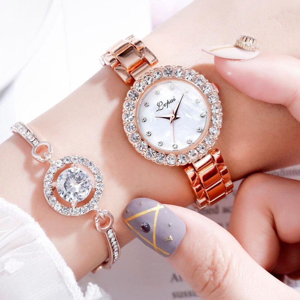 Lady Wristwatch Women Bracelet Watches Casual Stylish Female Gift Clock 2 Pcs Set