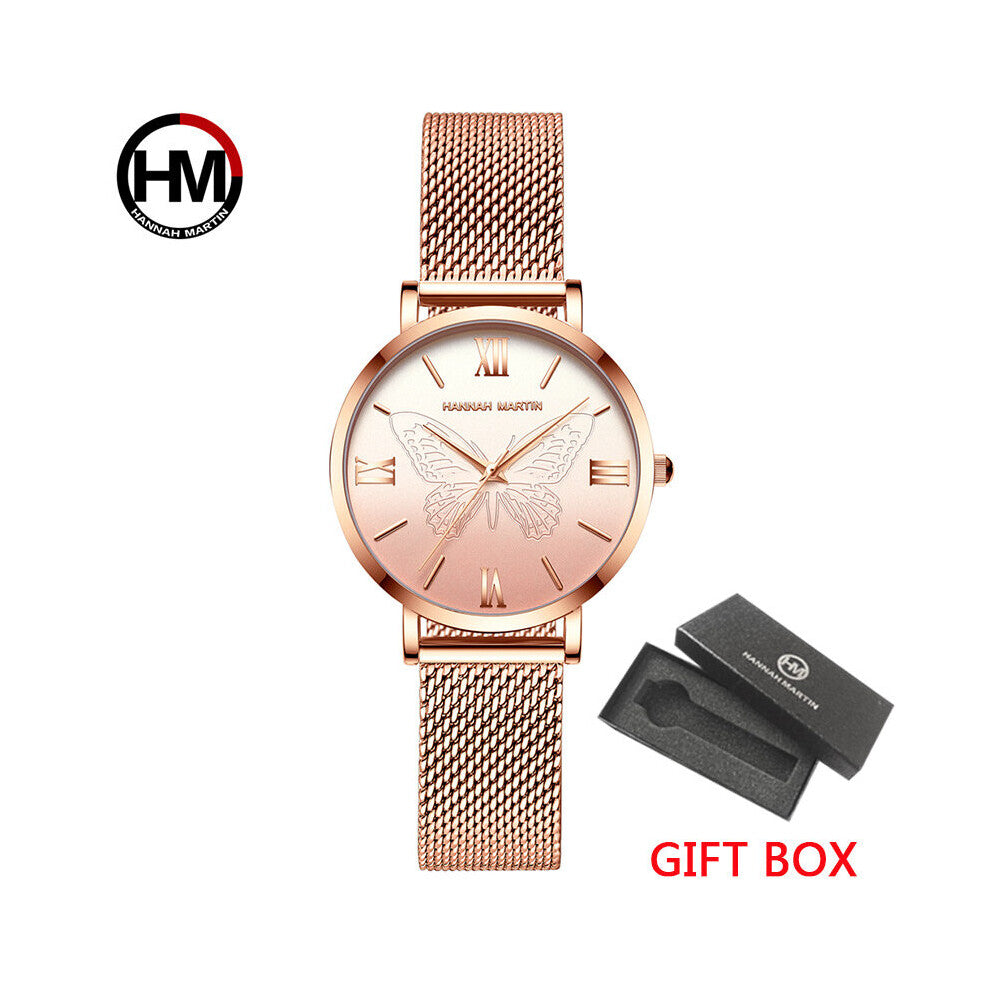 Watch Women Dress Bracelet Watch Stainless Steel Quartz Wristwatch Classic Ladies Casual Butterfly Dial Watch