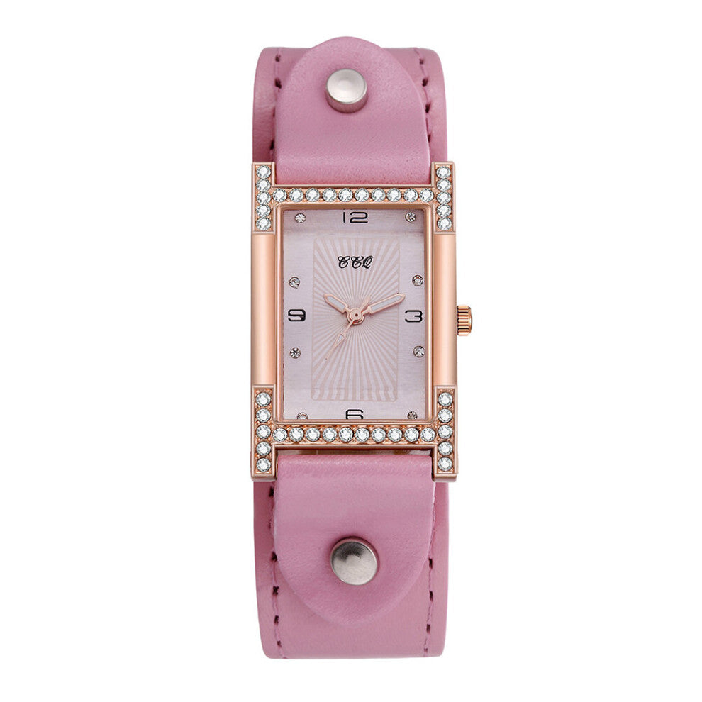 Women Dress Quartz Watch Couples Bracelet Watches Cow Leather Strap Rectangle Ladies Clock Casual Female Square WristWatch
