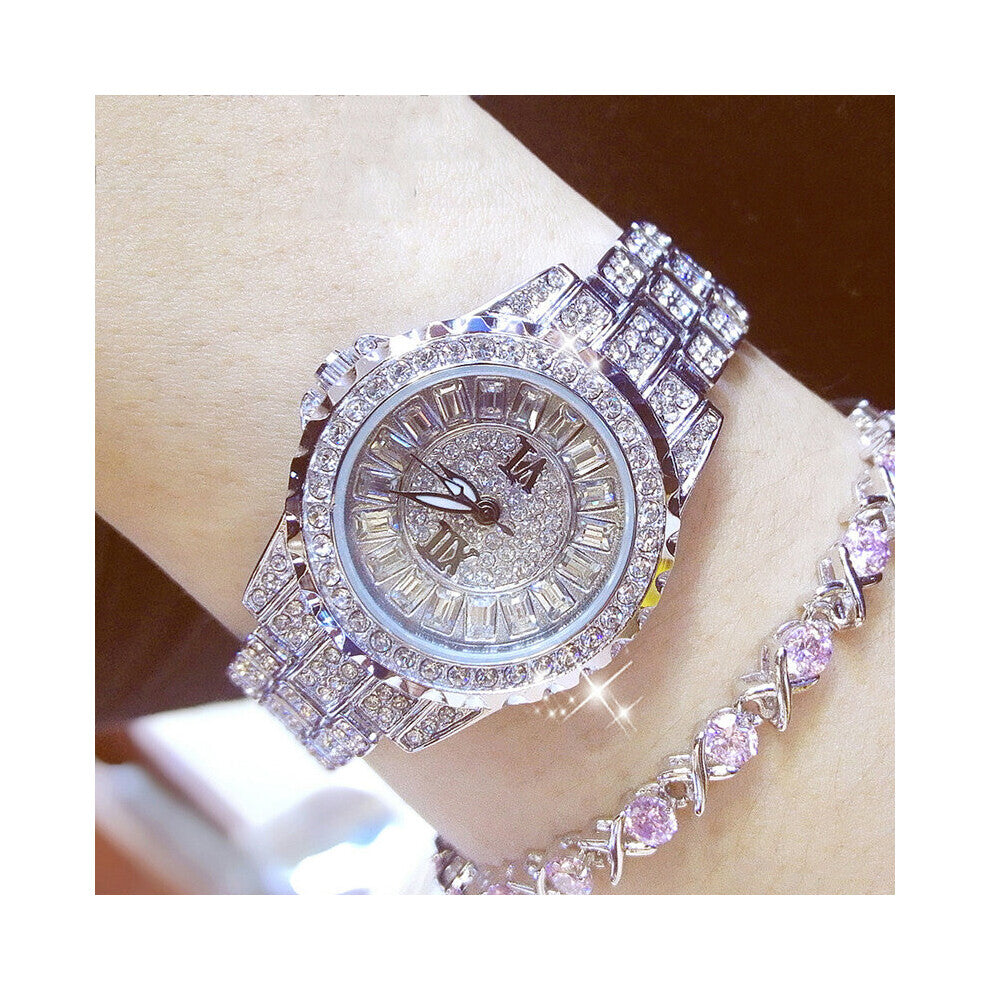 Full Diamond Watch For Women Ladies Watch Silver Crystal Bracelet Watches