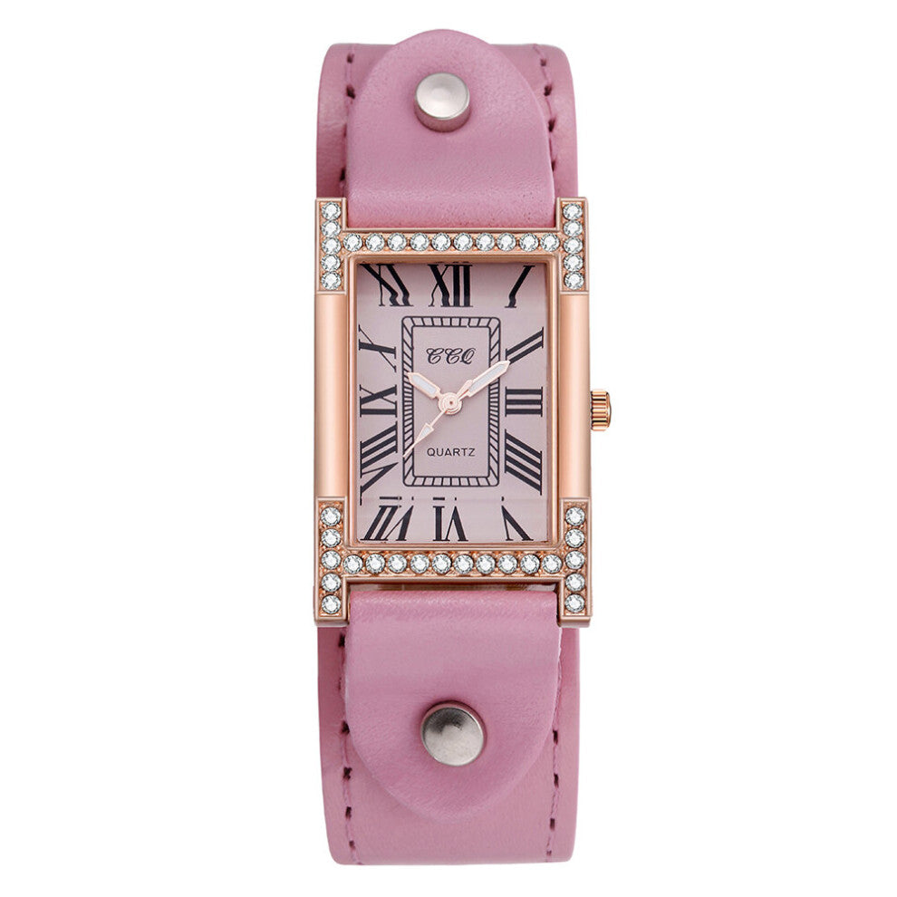 Rome Casual Female Square WristWatch Cow Leather Strap Clock Women Dress Quartz Crystal Watch Couples Bracelet Watches