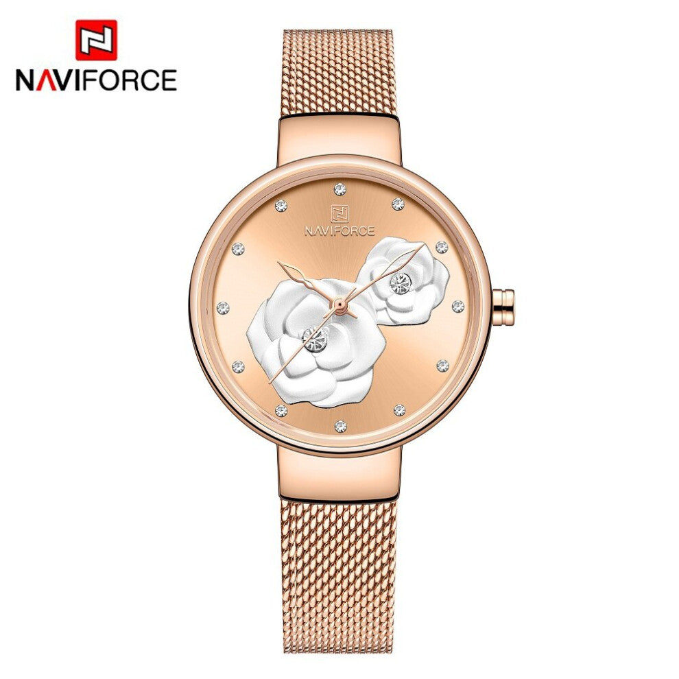 5013 Rose Dial Steel Mesh Belt Bracelet Watches Japan Movement Ultra-Thin Casual Wristwatch Quartz Clock