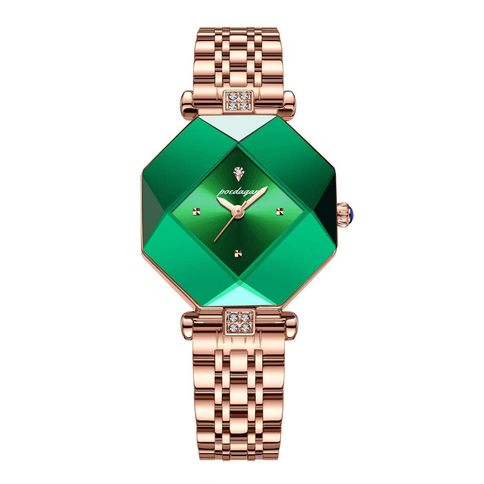 Unique Rhombus Women Watch Green Diamond Quartz Ladies Watches Female Clock Waterproof Bracelet Watches