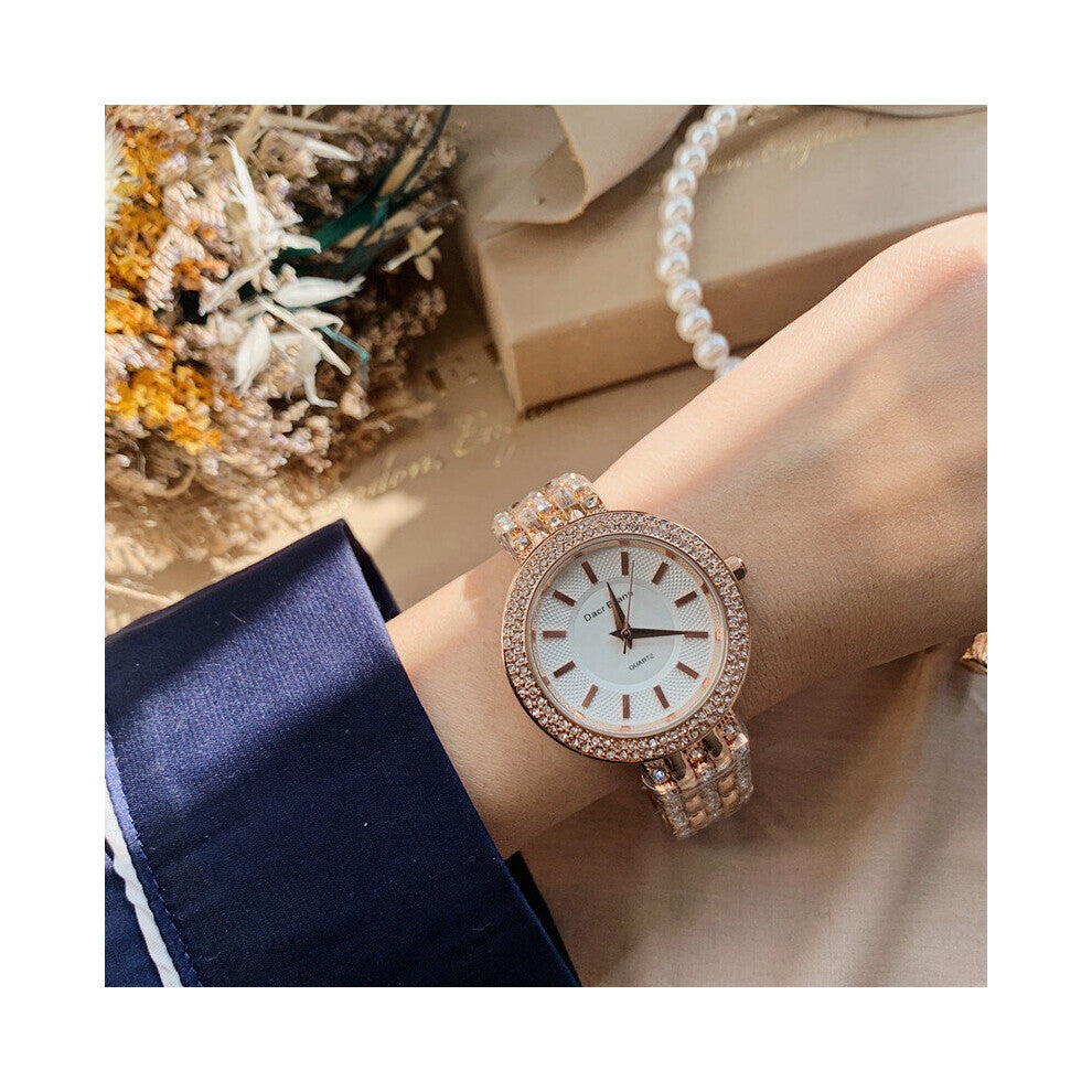 Minimalism Crystals Watches for Women Classic Rose Bracelet Watch Waterproof Quartz Analog Watch Big Relojes