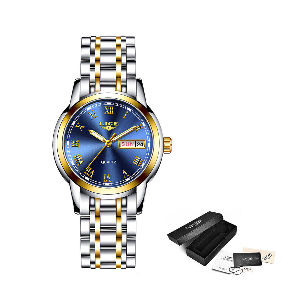 Women Watches Ladies Top Stainless Steel Calendar Sport Quartz Watch Women Waterproof Bracelet Watch