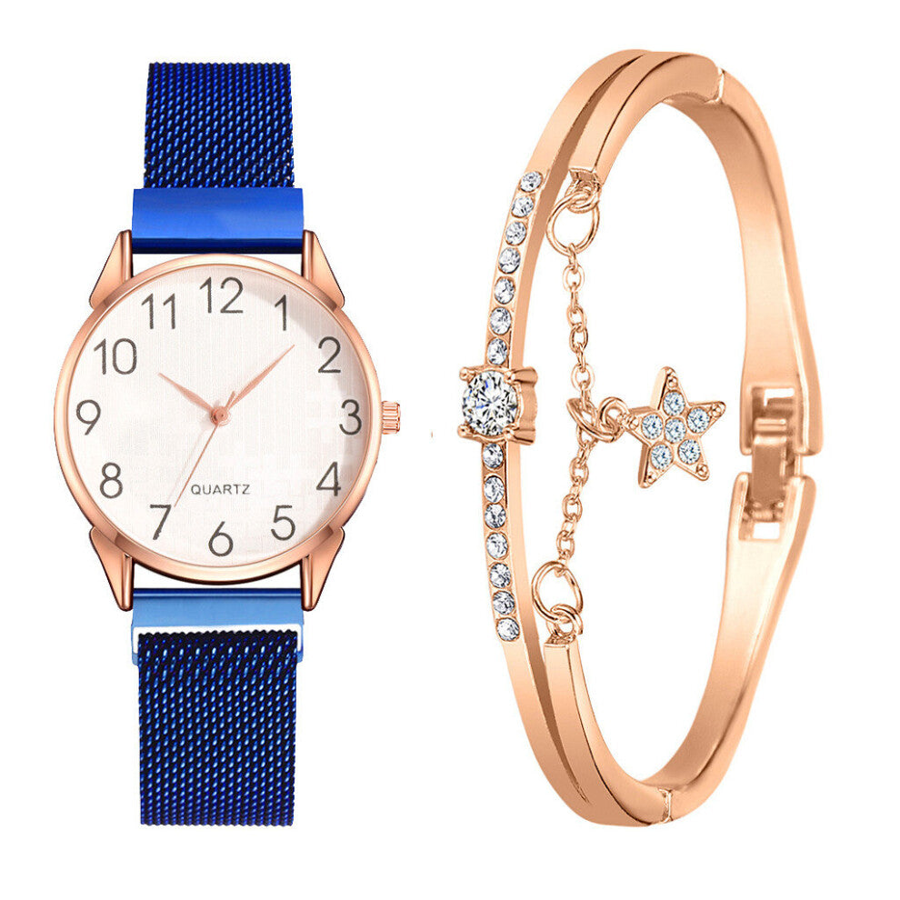 Small And Delicate European Beauty Casual Bracelet Watch Suit Stainless Steel Strap Ladies Clock Gift