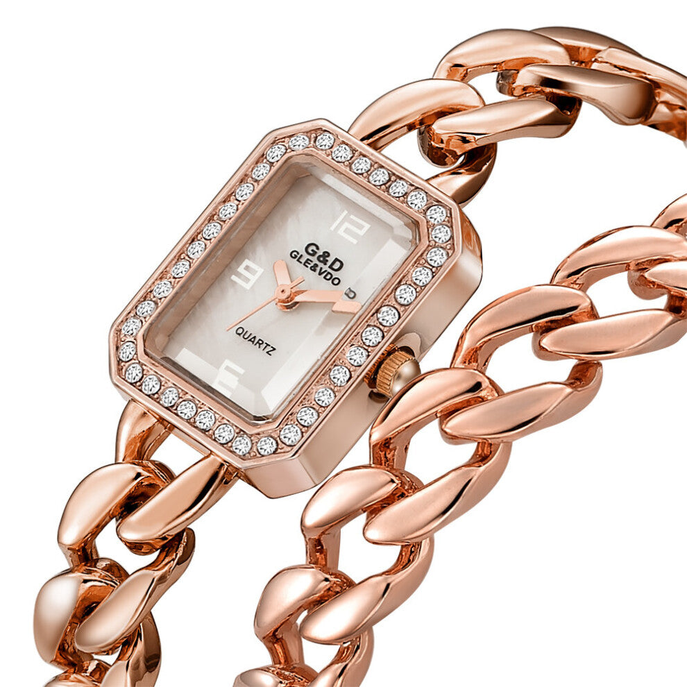 G&D Crystal Rhinestone Bracelet Watch Women Casual Dress Velvet Band Watches Quartz Wristwatches