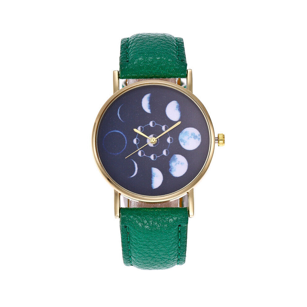 Moon Phase Women Bracelet Watch Leisure Personality Lady Quartz Watches Leather Band Women Feminino Montre