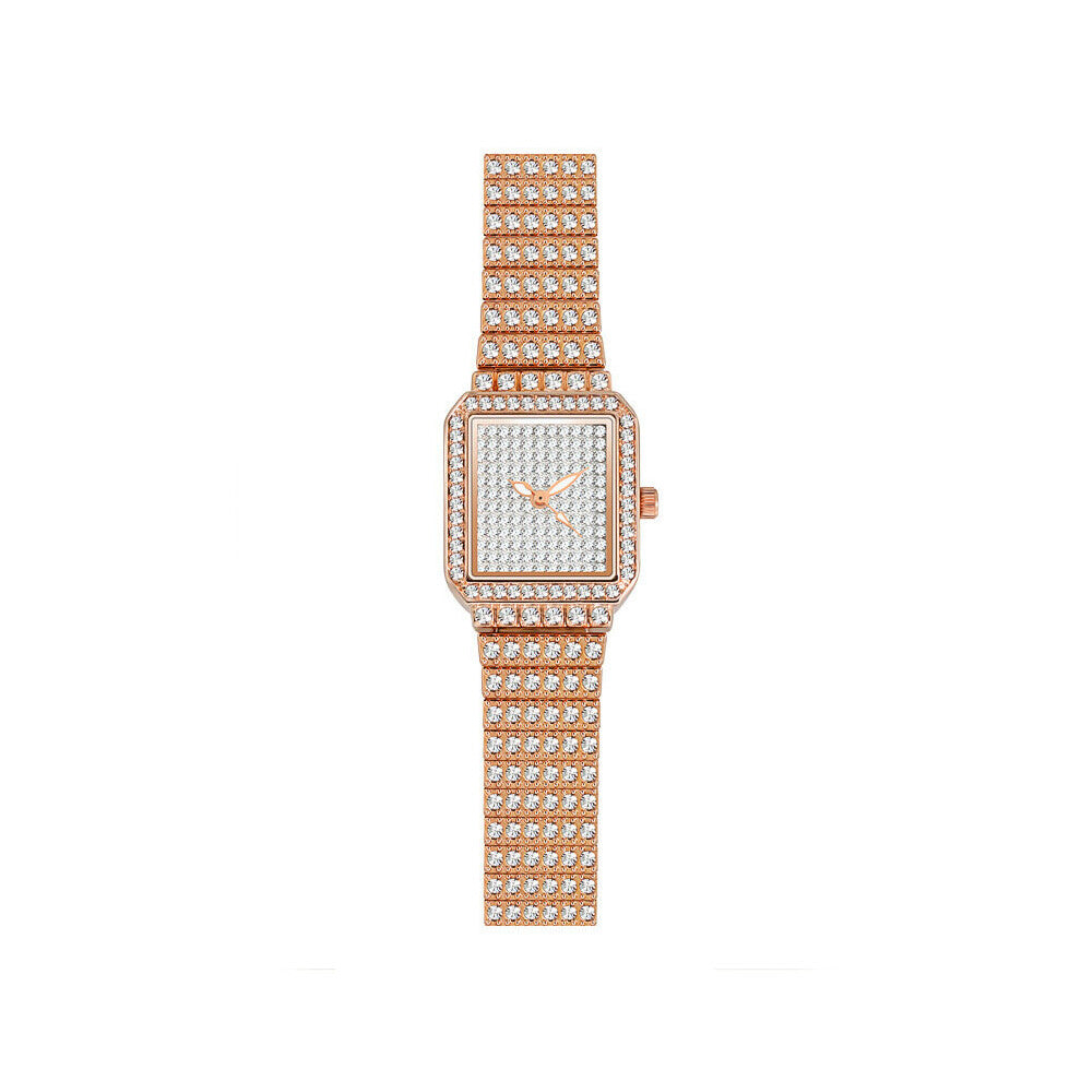 Diamond Quartz Women Silver Ladies Wrist Watches Square Female Wristwatch Rhinestone Ladies Clock Bracelet Watches
