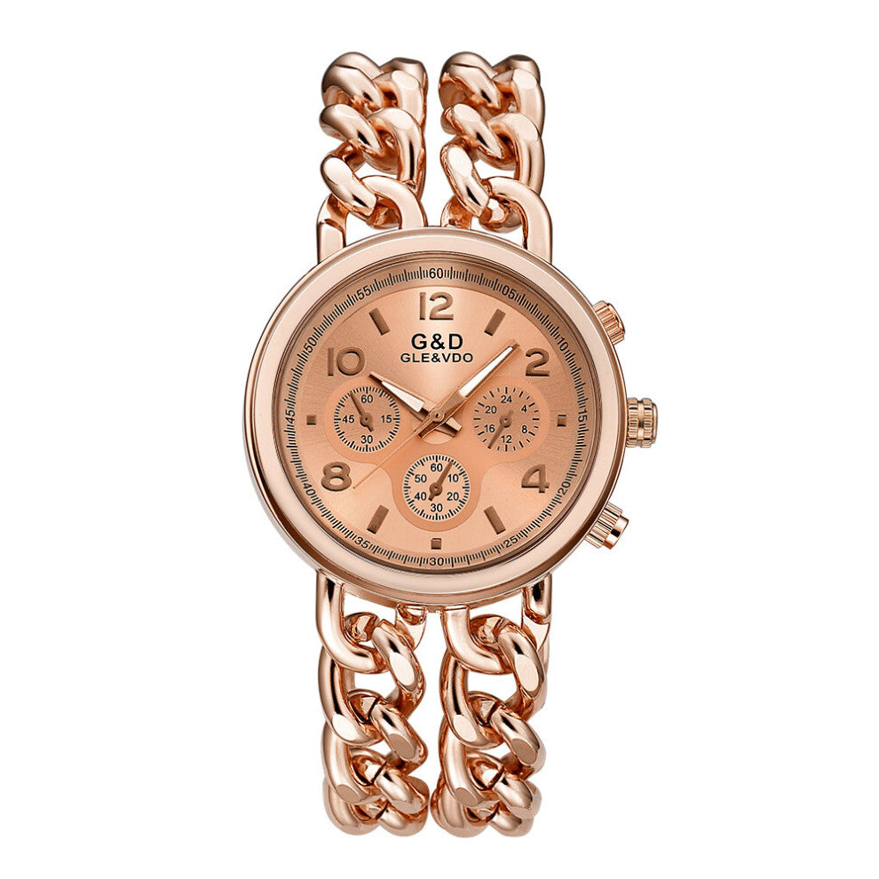 G&D Women Quartz Watch Golden & Silver &Black Classic Female Clock Watches Gift Ladies Waterproof Wristwatch