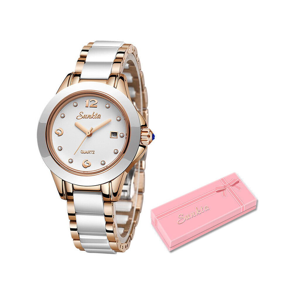 Top Women Bracelet Watch Ladies Ultra-thin Analog Quartz Clock Casual Stainless Steel Chronograph Watch+Box