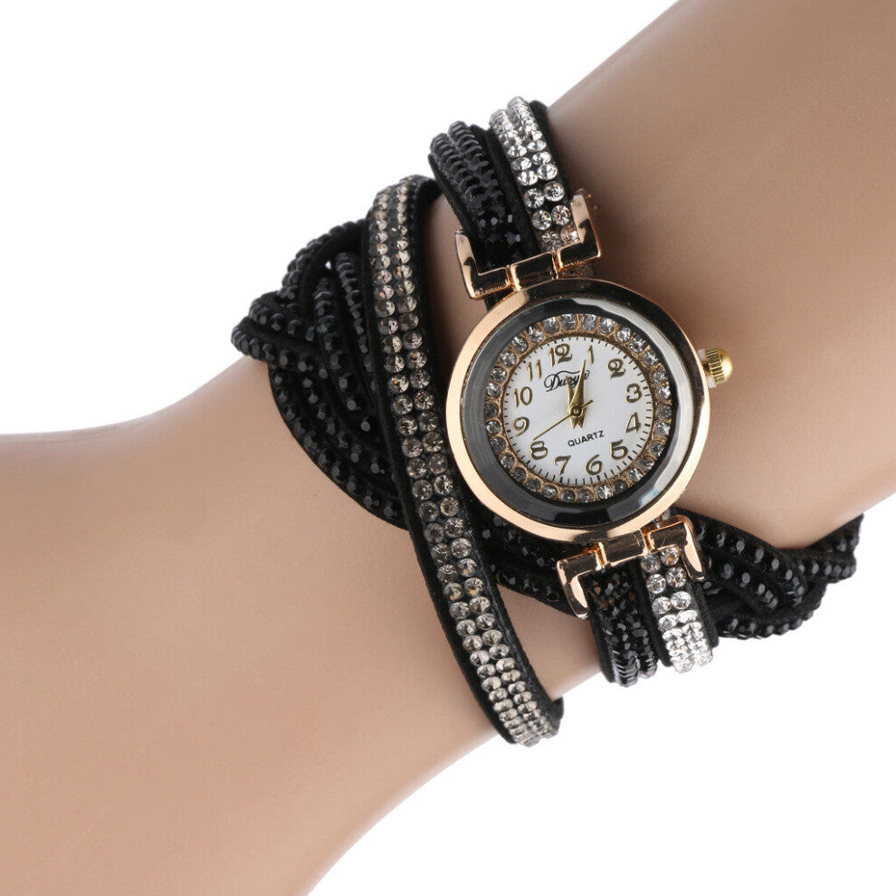 Top Women Bracelet Watches Ladies Love Leather Strap Rhinestone Quartz Wrist Watch Quartz Watch Reloj