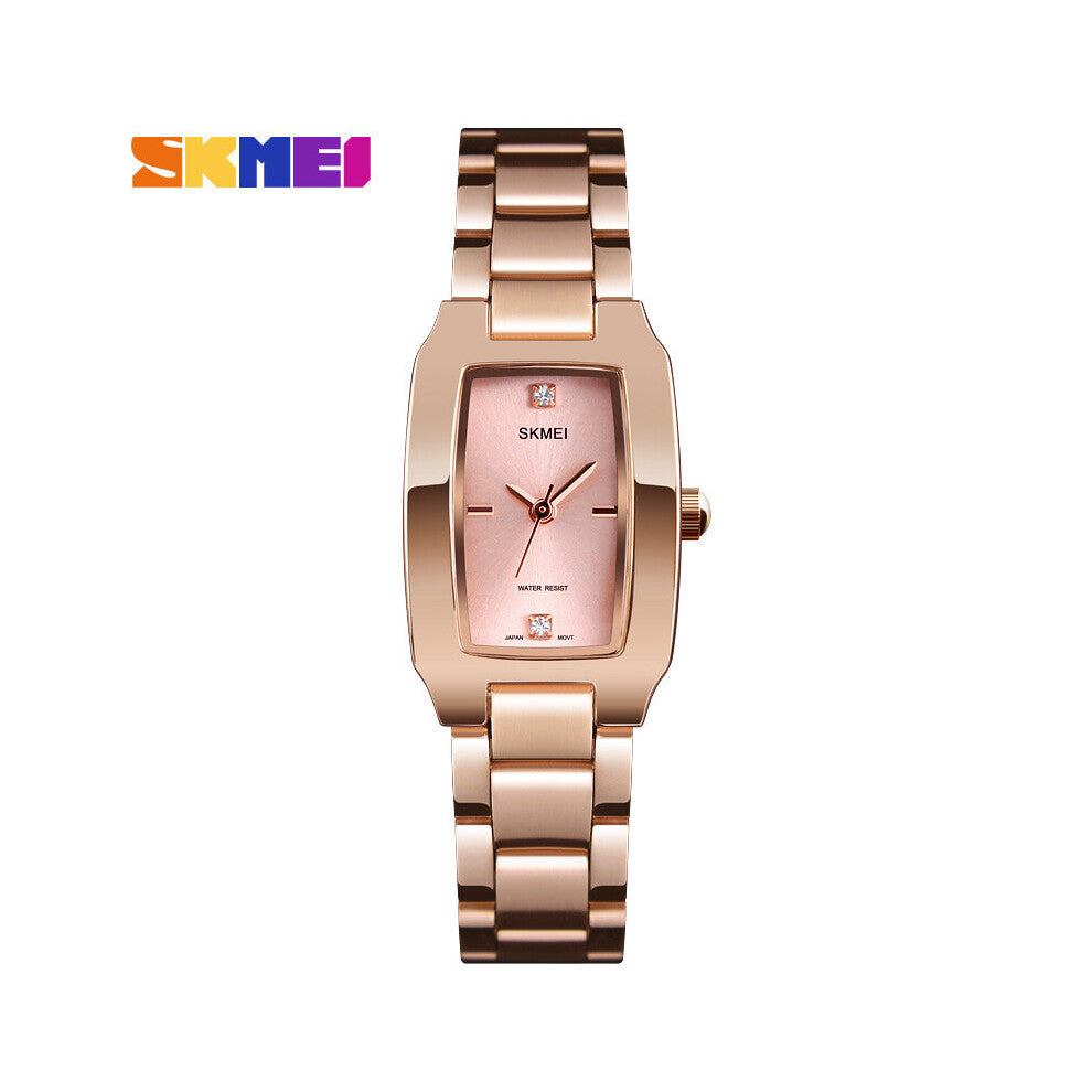 Women Watch Rectangle Dial Quartz Japanese Lady Wristwatches Golden Stainless Steel Bracelet Watches