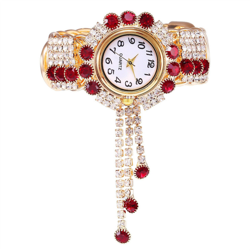 Casual Beaded Bracelet Watch For Ladies Dazzling Diamond Bangle Jewelry Quartz Watch Elastic Wristwatch Girls Watches