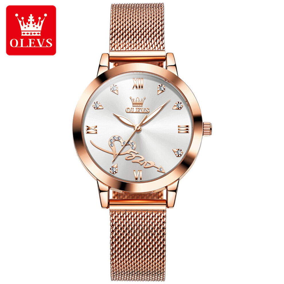 Olevs Band Bracelet Watches For Women Waterproof Quartz Women's Watch Mesh Belt Stainless Steel Luminous Wristwatch