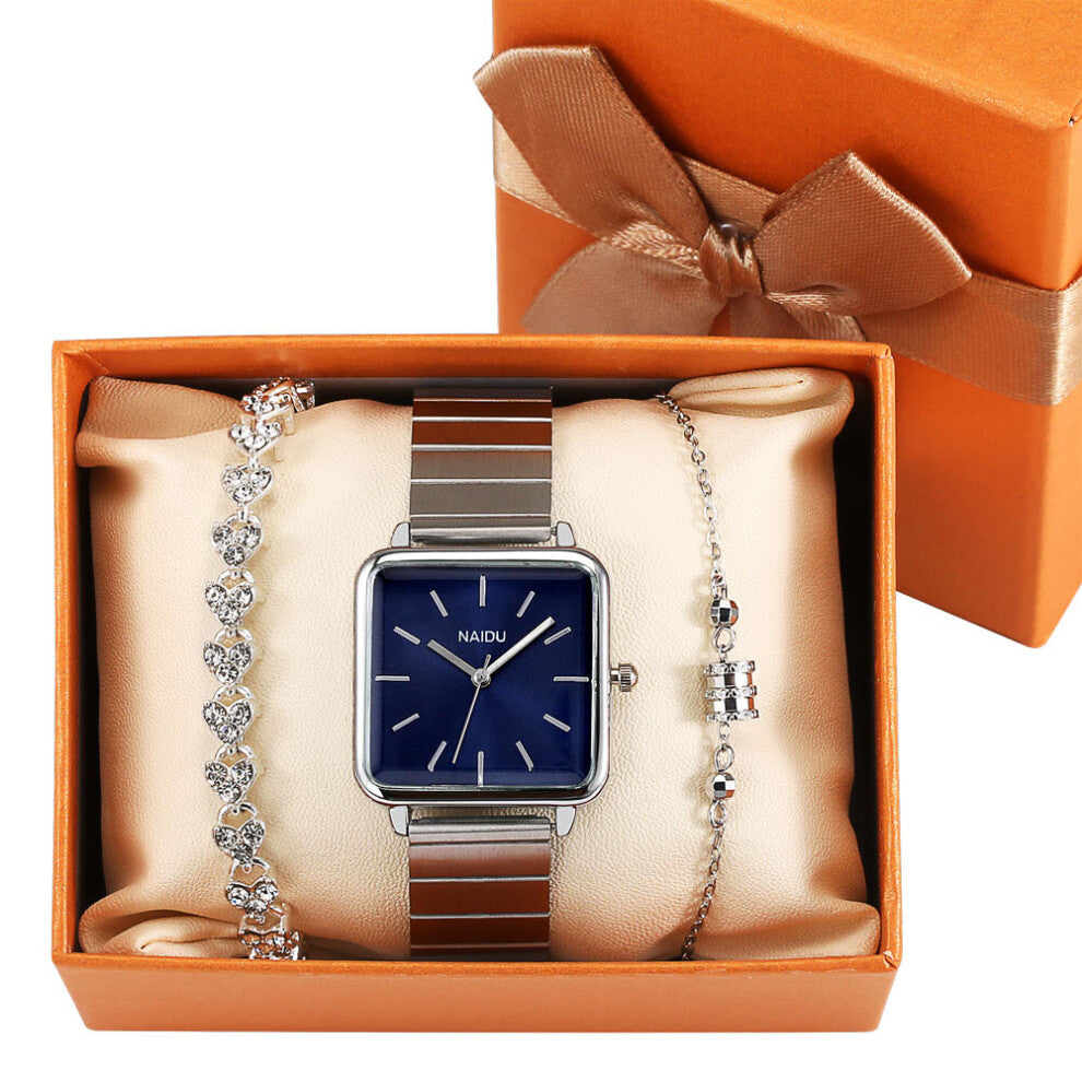 Women's Bracelet Watches Silver Bracelet Gift Set for Women Quartz Watch Ladies Stainless Steel Montre Femme