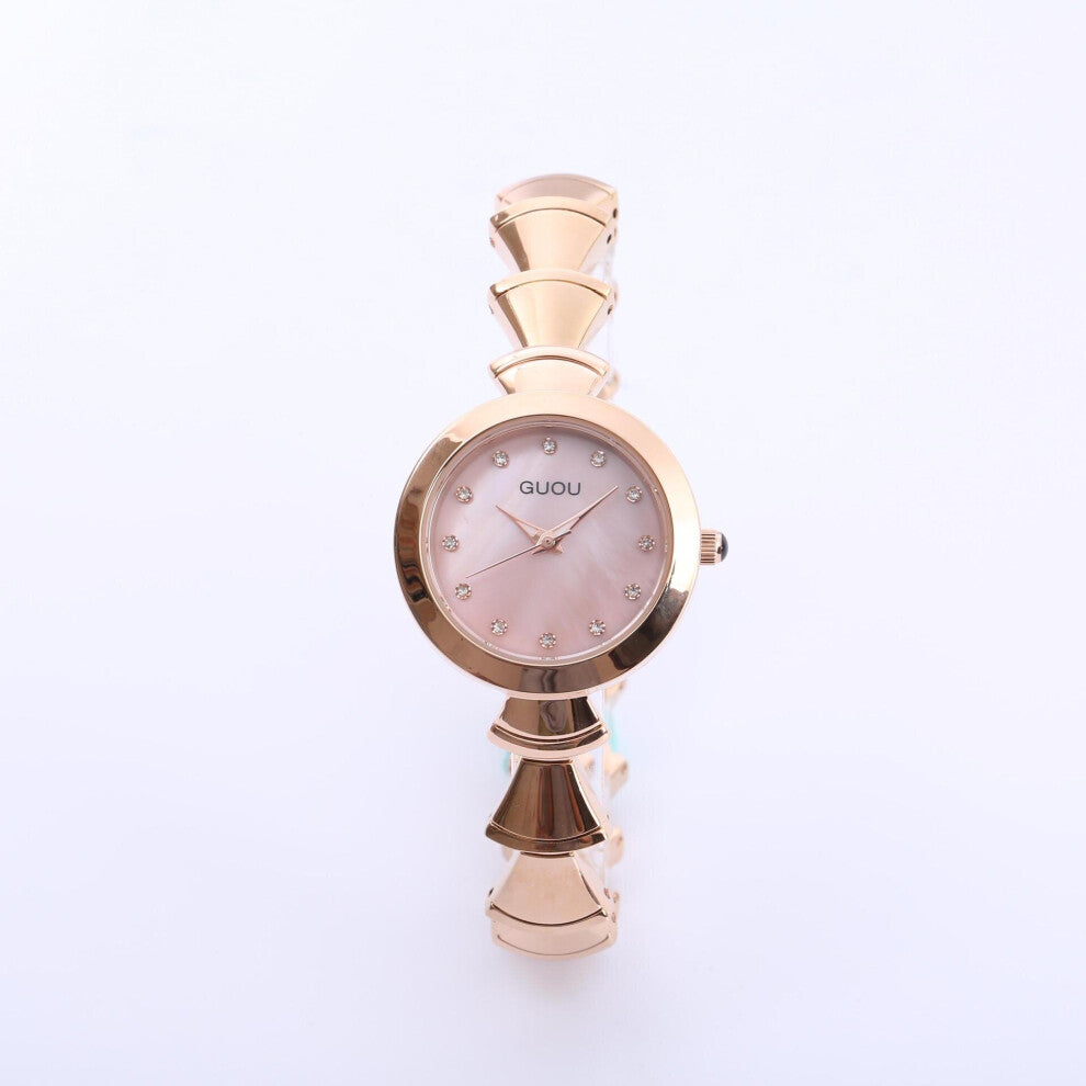 Guou Bracelet Watch Female Luxruy Rose Steel Band Quartz Watch Casual Waterproof Ladies Leisure Woman Clock Gift