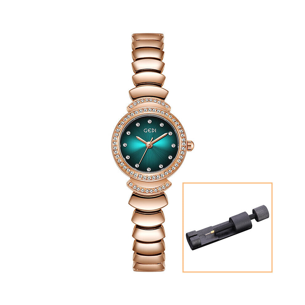 Small Rose Stainless Steel Bracelet Watch for Women 30m Waterproof Quartz Casual Lady Watch 52066
