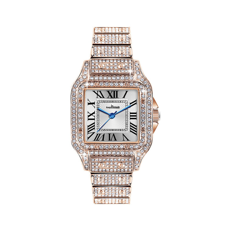 Keep In Touch Full Diamond Waterproof Women's Wristwatches Quartz Alloy Strap Bracelet Watches Ladies Dress Watch